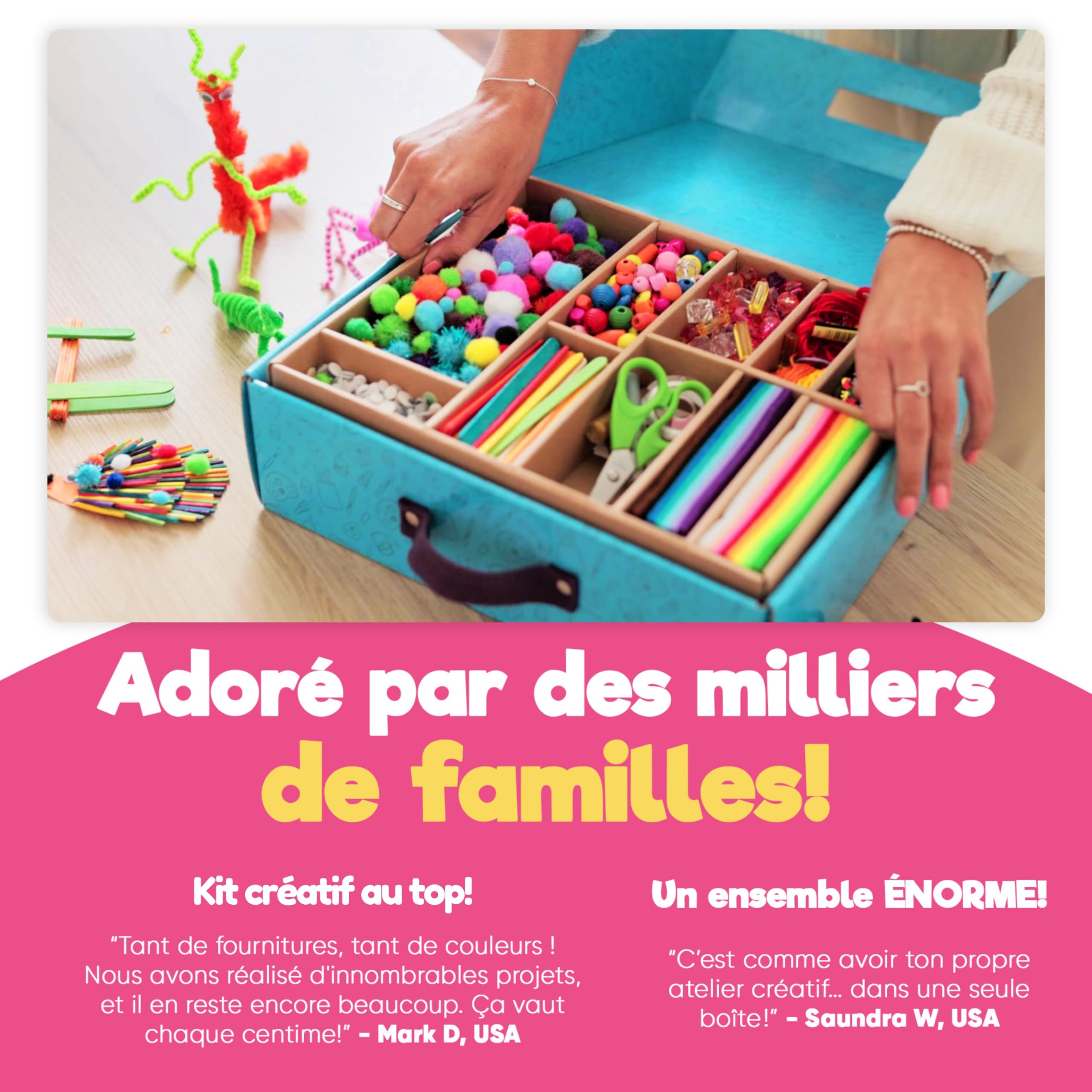 Blue Squid Boite Activités Manuelles pour Enfants - Maxi Coffret 3000 Pcs ge 4-12 ans, Kit Loisir Creatif Enfant, Kit Bricolage Enfants, Activité Manuelle Enfant