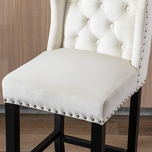 Miniatura 9 de DUOMAY Juego de 2 taburetes de bar modernos copetudos, sillas de bar de 26 pulgadas de altura de mostrador con respaldo, silla de isla de cocina de