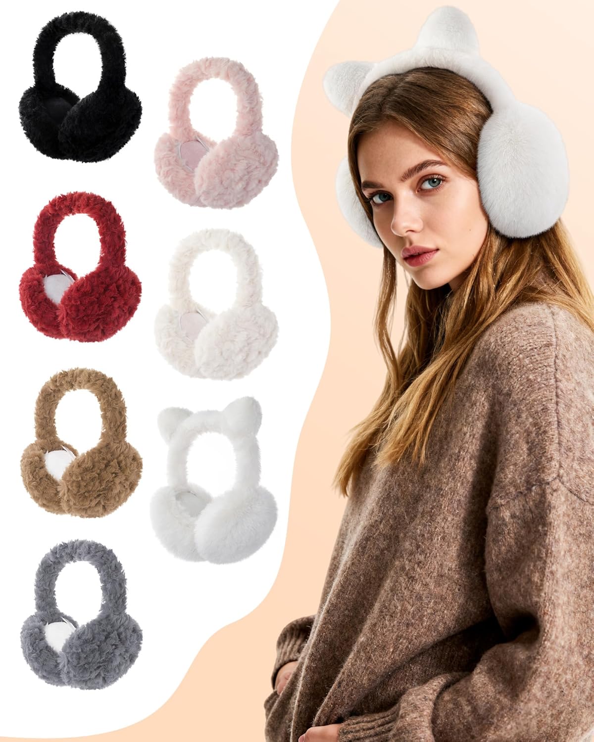 Trifabricy EarMuffs for Women Winter Faux Fur Warm Earmuffs Cute Foldable Ear Covers Cold Weather Fluffy Ear Warmers - Image 7