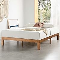 Mellow Naturalista Classic Full 12 Inch Solid Pine Wood Platform Bed Frame, No Box Spring, Easy Assembly