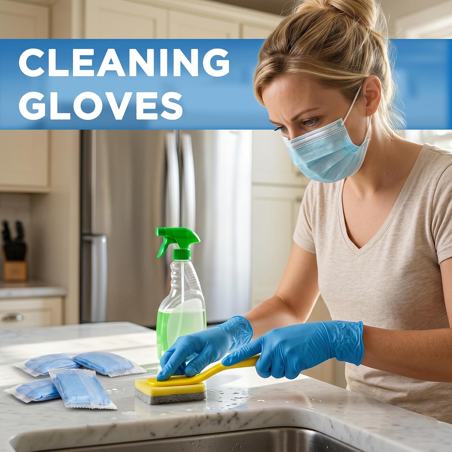 Nitrile Disposable Gloves 5 Mil, Individually Wrapped Gloves 40 Pairs (80 Count), Powder/Latex-Free Nitrile Gloves for Food Prep, Cooking, Kitchen Clean Large