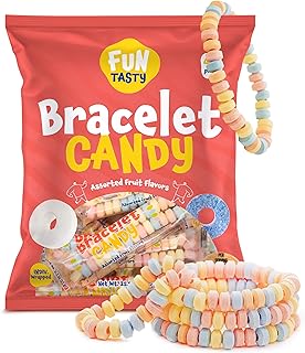 Candy Bracelets - 40 Count - Fruit Flavors - Individually Wrapped - Stretchable Jewelry for Party Favors, Goodie Bags & Birthday Celebrations