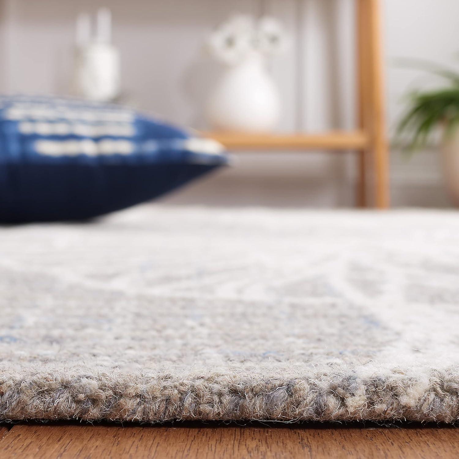 Ivory and Beige Hand-Tufted Wool Area Rug