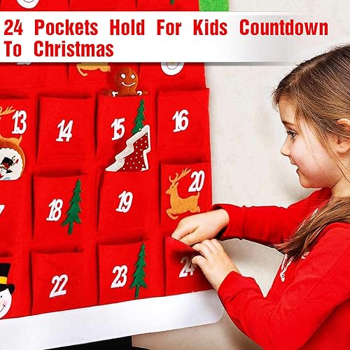 Miniatura 6 de Diymood Calendario de cuenta regresiva de Navidad, figuras de Papá Noel de Adviento para niños y adultos, regalos de Navidad para colgar, bolsas de