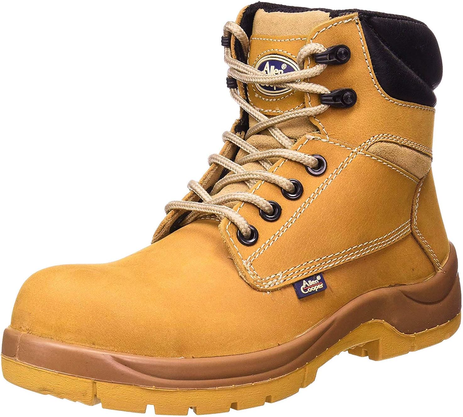 Allen Cooper AC-1584-TAN-07 Tan Shock Absorbing Nitrile Rubber Sole with DIP PU Midsole 300°C Heat Resistant Composite Toe Safety Boot, 7