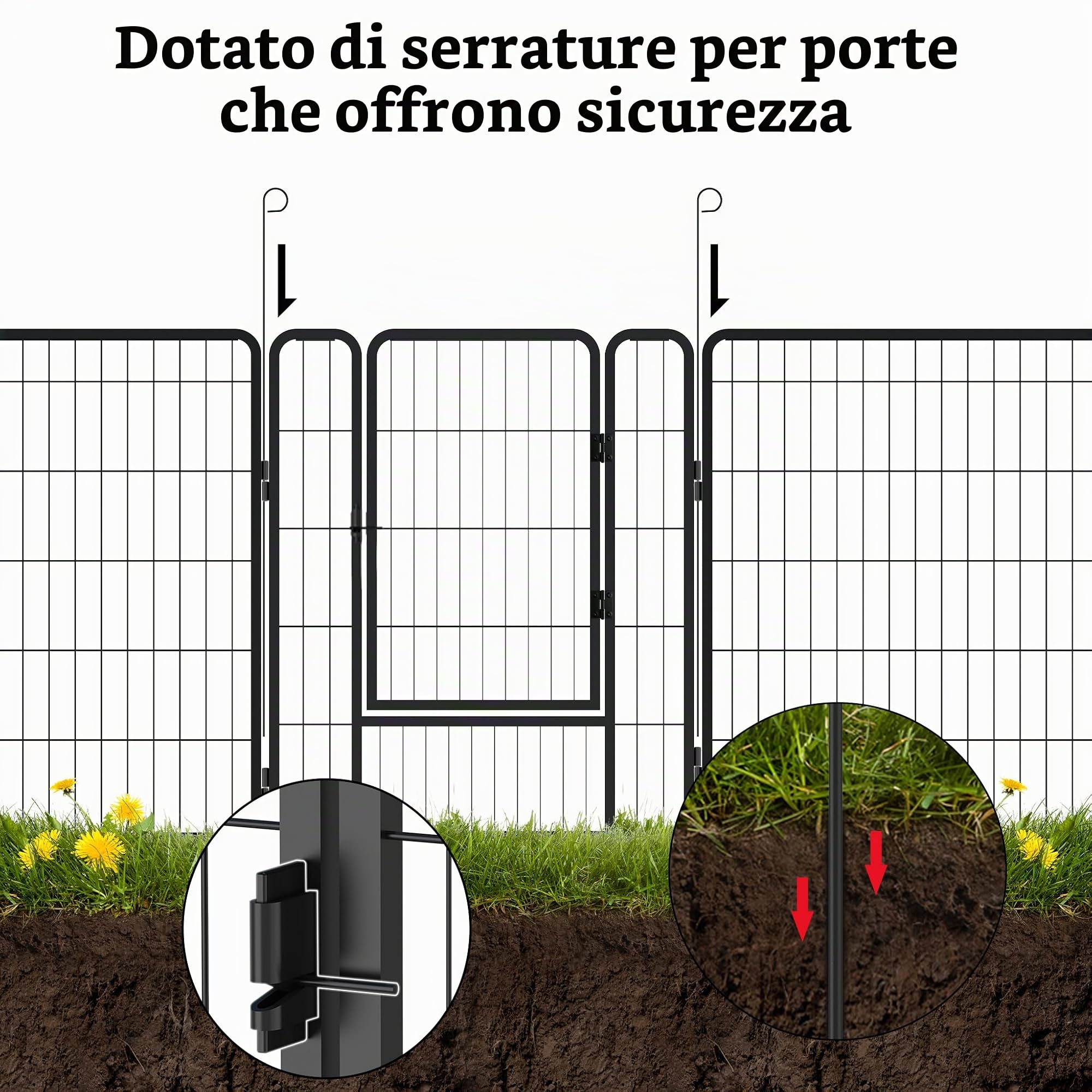 ACXIN Beccucciolo di scarico per cani, pieghevole, 6 griglie, con porta, 65 x 80 cm, per interni ed esterni, nero opaco