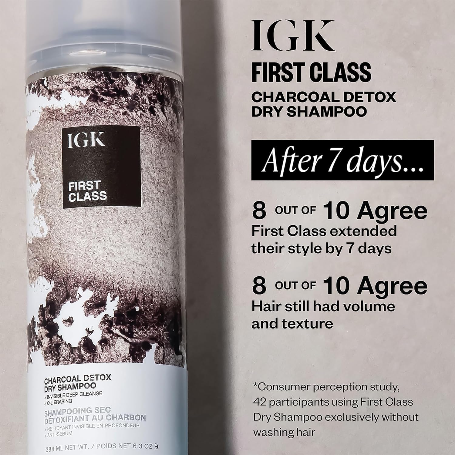 IGK First Class Charcoal Detox Dry Shampoo Jumbo | Deep Cleansing For Oily Hair & Odor Absorbing | Adds Volume & Texture | For All Hair Types | 11 oz (Pack of 2)