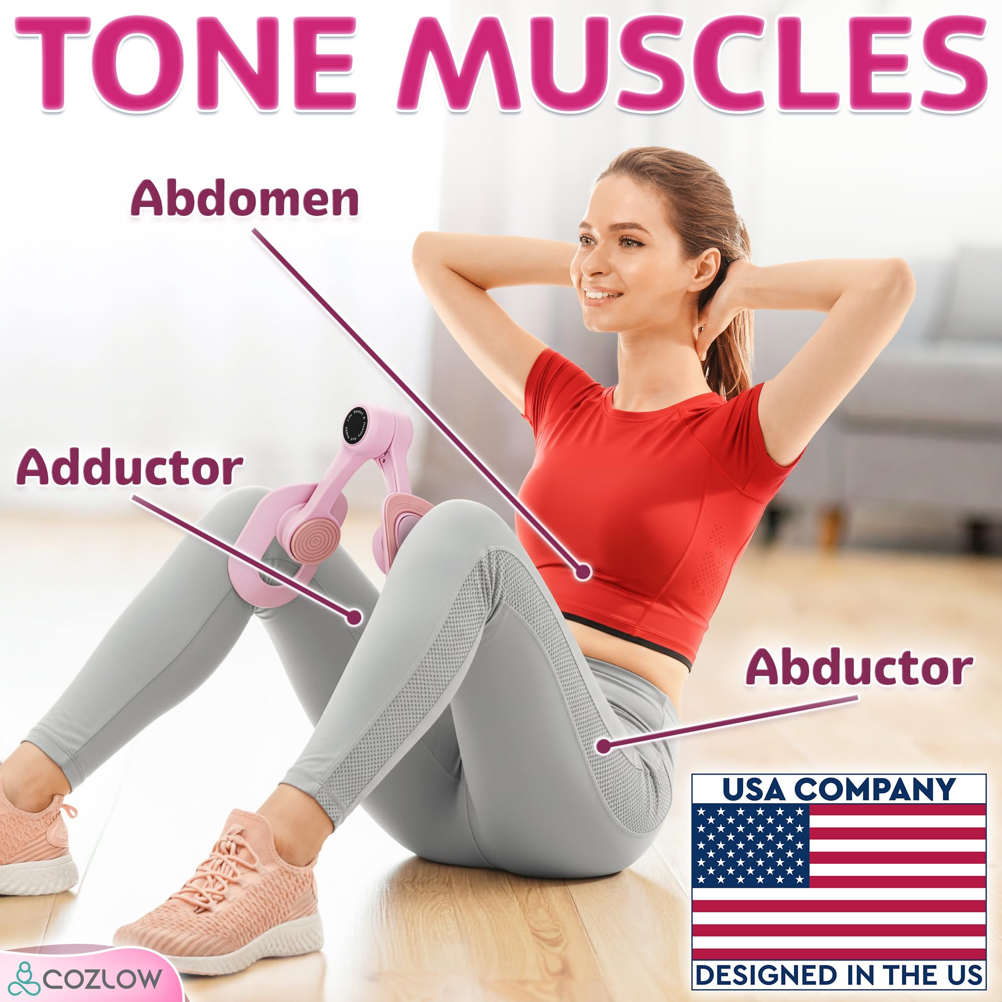 Cozlow – Allenatore per Gambe / Cosce – Dispositivo Multifunzionale per Esercizio e Tonificazione / Rafforzamento Muscolare di Pavimento Pelvico, Fianchi e Braccia – Esercizi di Kegel, Stringi-Gambe
