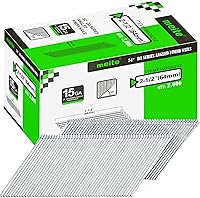 meite 15 Gauge 34° Angled Finish Nails 2-1/2 Inch Galvanized 2,000 Count - Jam-Free for Trim Molding Cabinets DIY