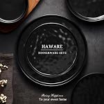 HaWare Dinnerware Sets, 18-Piece Plates and Bowls Set, Stoneware Dish Set for 6, Ceramic Dinnerware for Home Restaurant, Chip and Scratch Resistant, Microwave and Dishwasher Safe, Matte Black