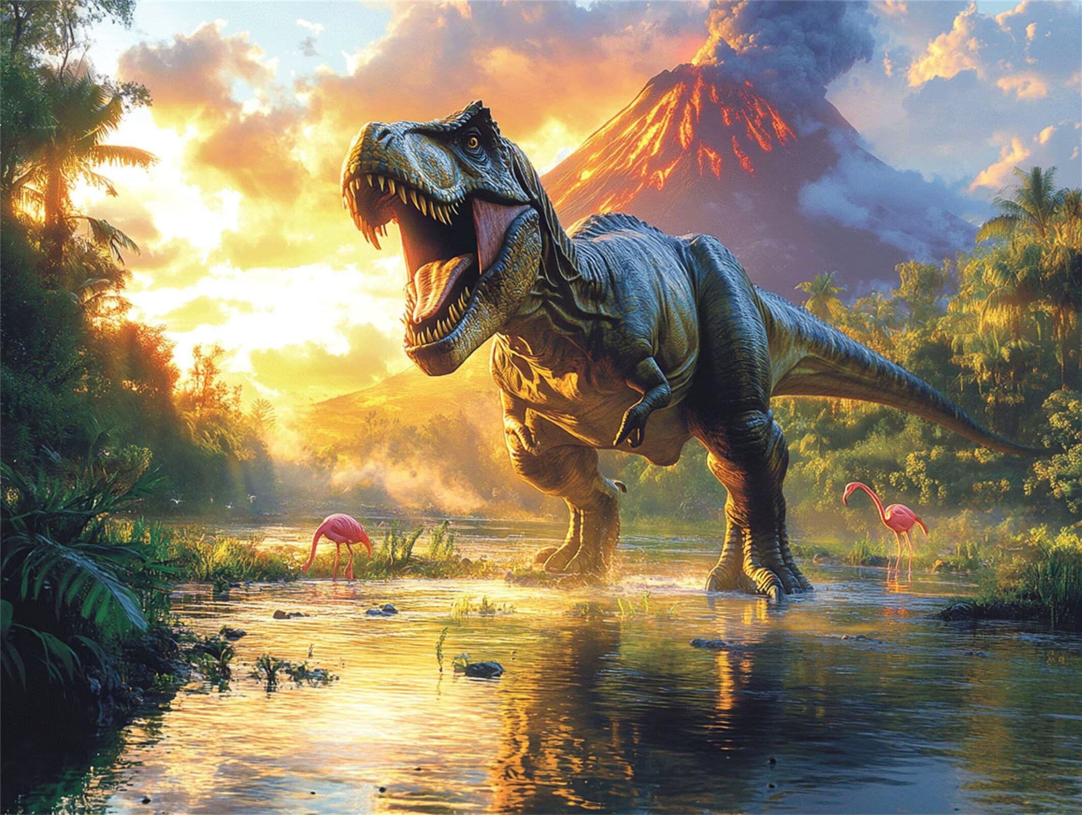 Puzzle 3000 elementów dla dorosłych, gry rodzinne, wulkan dinozaurów, n-360