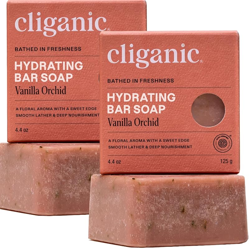 Sabonete em barra Cliganic Vanilla Orchid com argila caulim e óleos vegetais — Pacote com 2