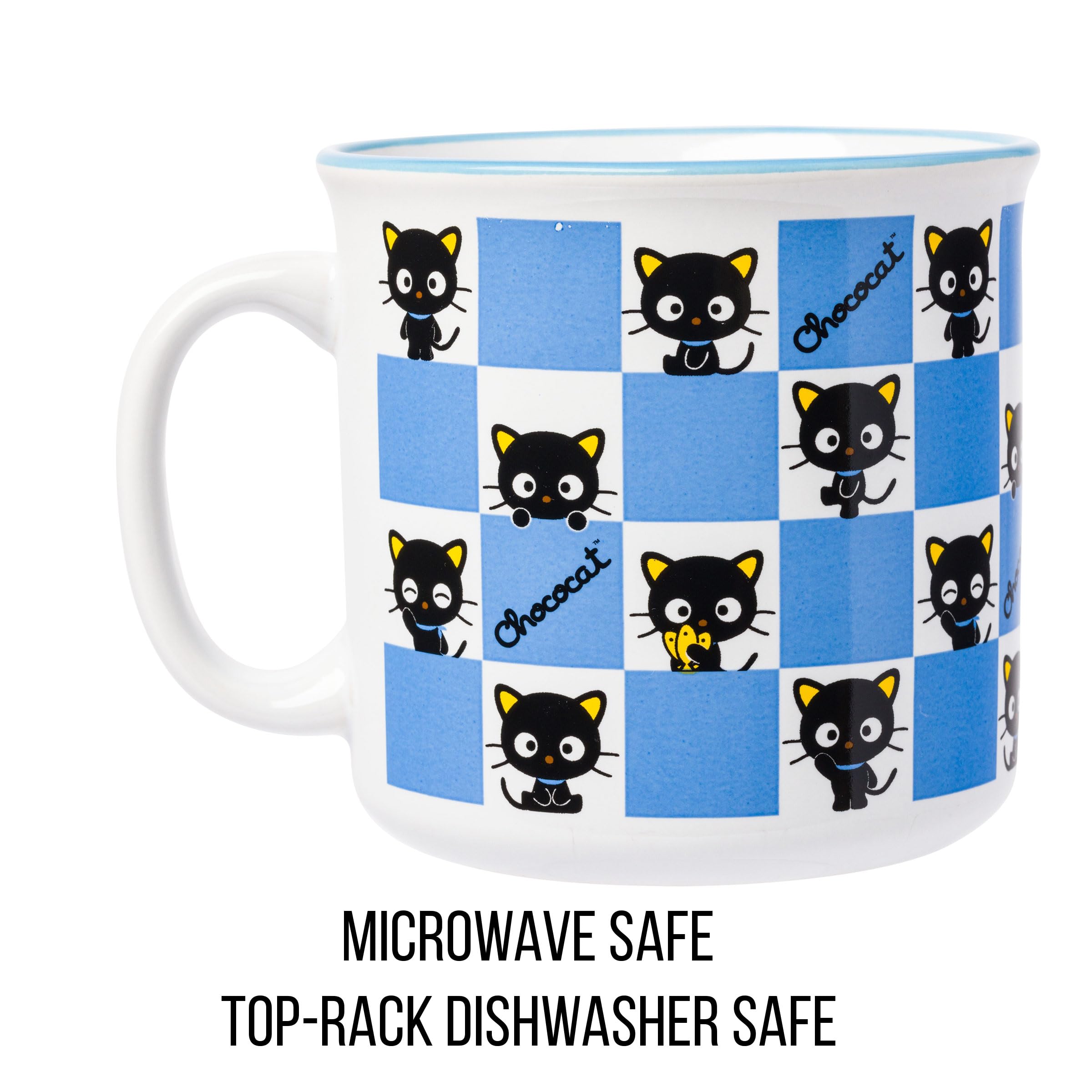 Silver Buffalo Sanrio Chococat Checker Pattern Ceramic Camper Mug