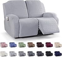 Vista 52 de KinCam Fundas para Reclinables, Fundas Elásticas para Sillas Reclinables, Fundas para Sofá Reclinable con Diseño de Rayas Jacquard, Fundas