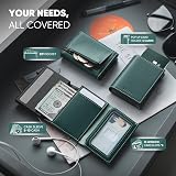 VULKIT Męski portfel na karty Pop Up z blokadą RFID z zamknięciem | Skórzane etui na karty kredytowe z przegródką na ban