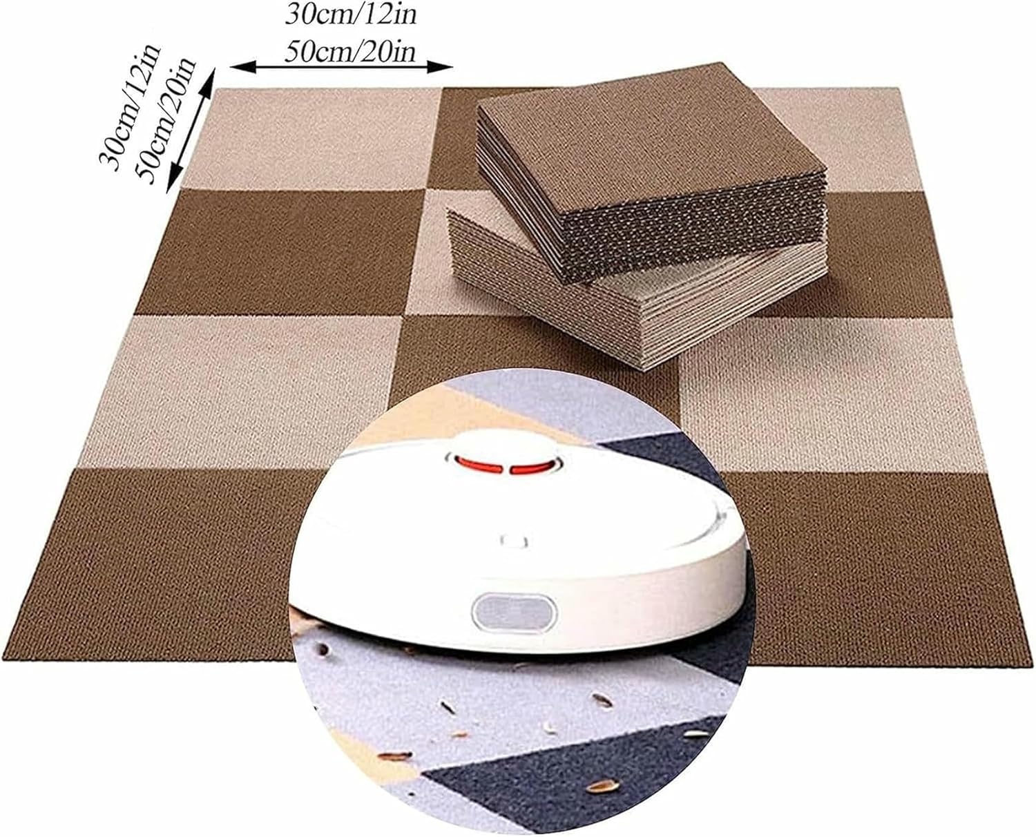 Self Adhesive Carpet Tile, Wood/Tile Floor Protection Mat Home Furnishings Polyester Washable Flooring DIY~/