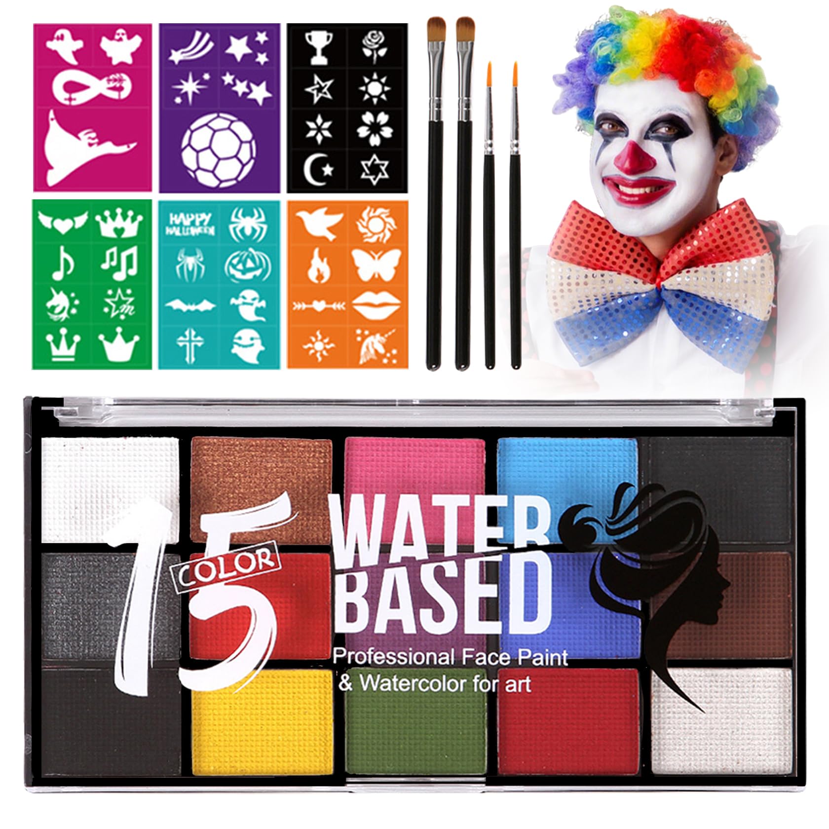 15 Colors Professional Face Painting Kit for Adults
