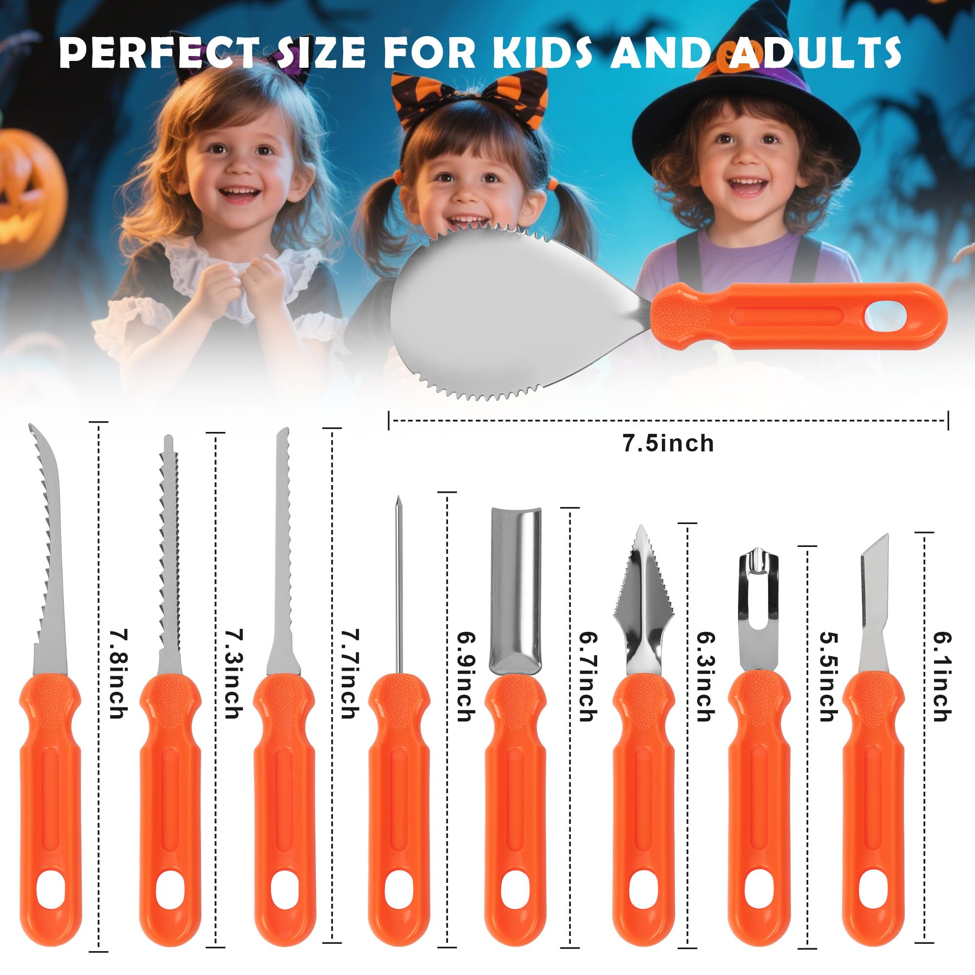 20 Pieces Halloween Pumpkin Carving Kit,Con plantillas para tallar calabazas de Halloween, perfectas Decoración de Halloween para niños y adultos