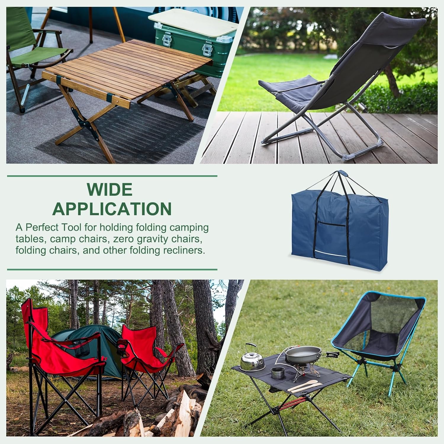PATIKIL Folding Chair Carry Bag, 600D Oxford Heavy Duty Waterproof Camping Chair Storage Bag for Zero Gravity Chair Table Wheelchair, 43"L x 29"W x 11"T, Dark Blue