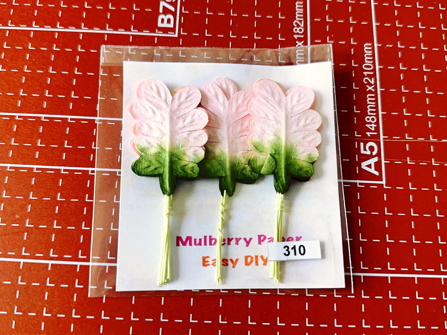 Ploen 25 pcs Pink Green Leaves Ferns Mulberry Paper Leaves with Wire Stems Fern2 Leaf Mulberry Paper Craft Supplies Scrapbooking Embellishments for so Many Card DIY Craft Projects Leaves310 image 3