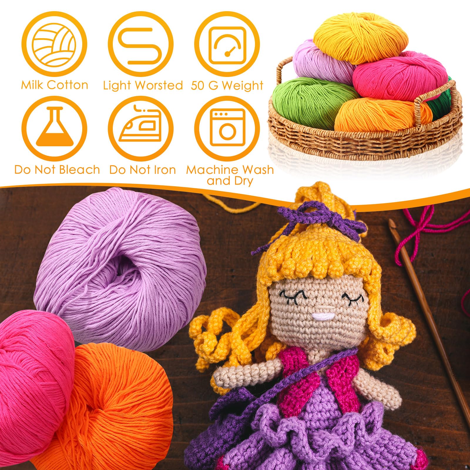 Amazon.com: 16 Skeins Cotton Yarn for Crocheting Knitting Soft 