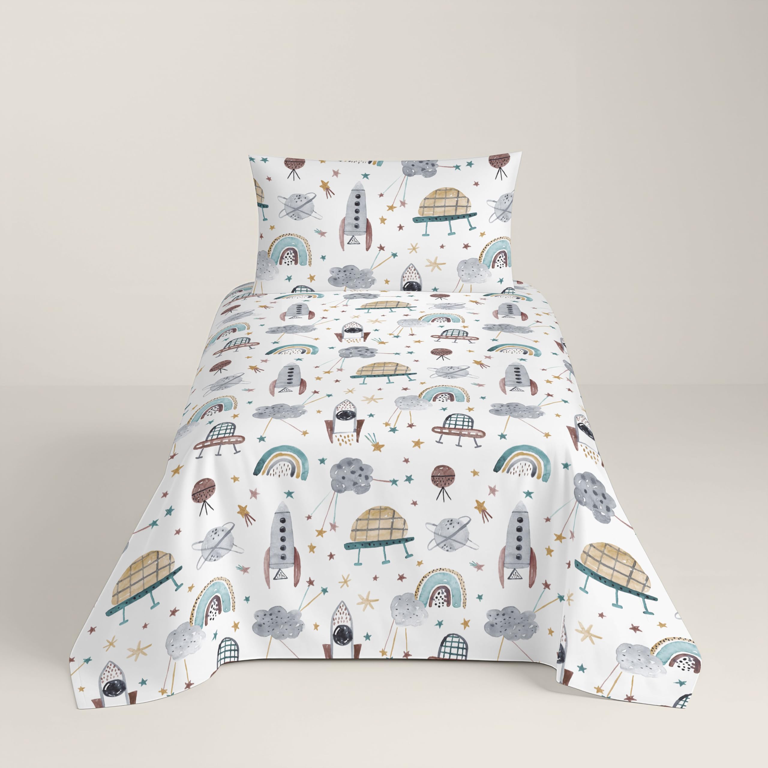 NATURALS - Funda Nórdica Infantil Estampada Cama 90-100% Algodón Suave y Transpirable - Juego de Edredón 150x220 cm con Solapa + 45 cm - 1 Funda Almohada 45x110 cm - Fabricado en España
