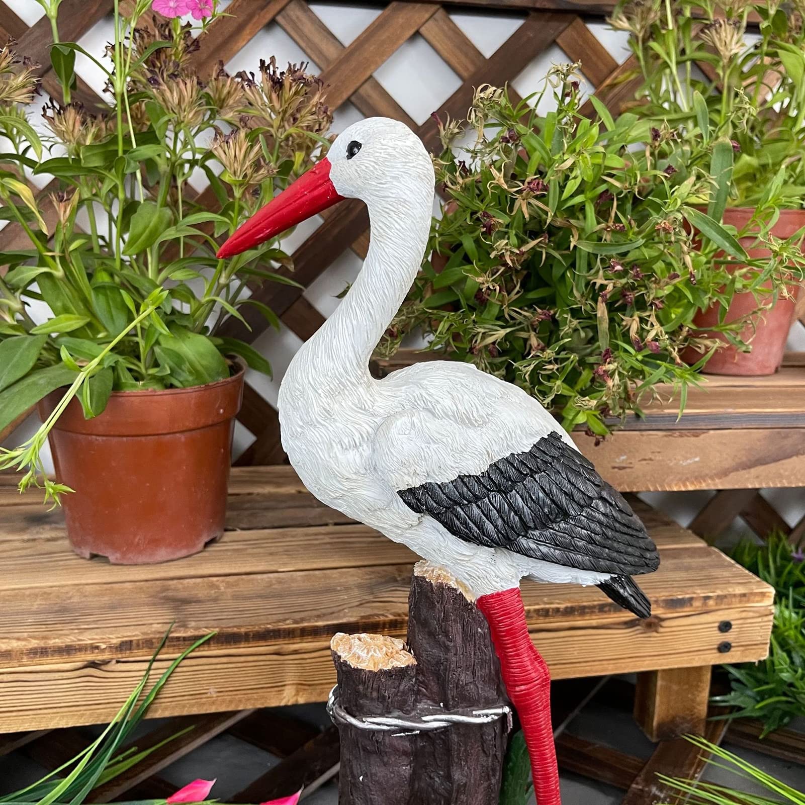 Garten Figur Simulierter Kranich mit Roter Krone Kunstharz Handwerk Sammler Tierfiguren Deko für Draußen Garten Miniaturen Skulpturen & Statuen Schmuckstück