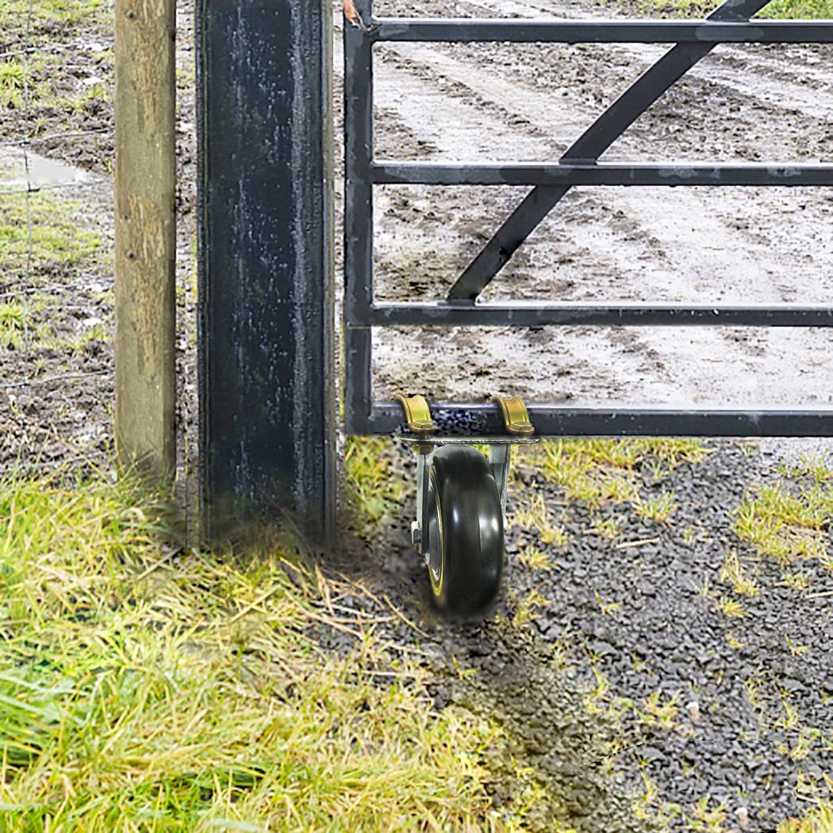 6" Gate Wheel Metal Tube Fence Gate Wheel Farm Gate Helper Wheel for