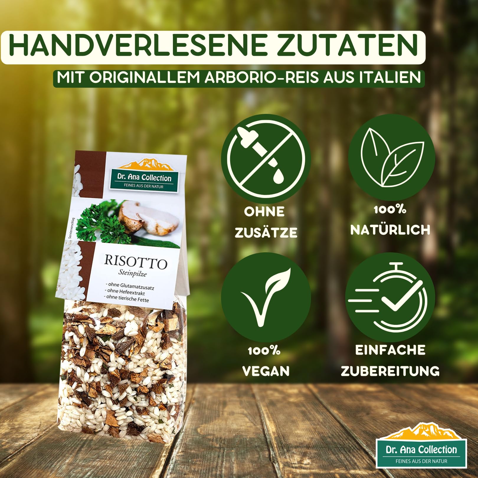 Dr. Ana Collection 9 vegane Risottos Probierpaket I italienische Spezialität I glutenfreie Risotto-Fertigmischungen mit 100% italienischem Arborio Reis I hergestellt in Manufakturarbeit I 9 x 200g