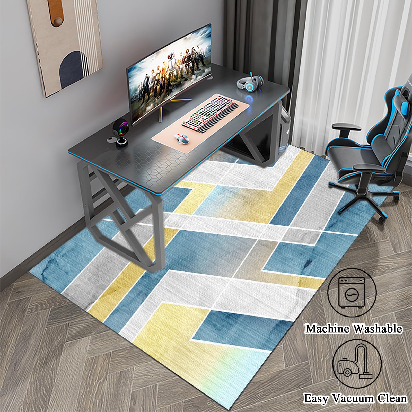 Dywan do krzesła biurowego do gier - Mata na krzesło biurowe na twarde podłogi parkiet płytki podłogowe - antypoślizgowe maty na krzesła biurowe - 150 x 180 cm dywan do gier