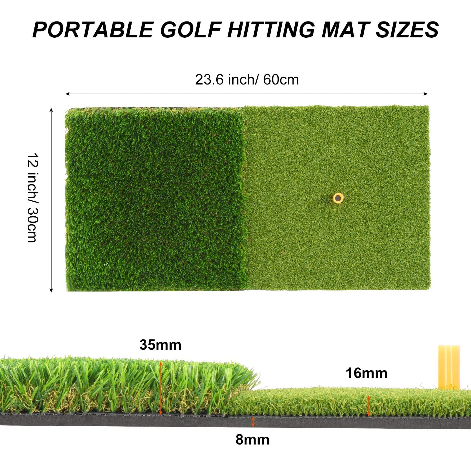 PATIKIL Foldable Golf Hitting Mat, Golf Practice Mat for Backyard 2-in-1 Portable Golf Putting Turf Mat with Golf Tee for Indoor Outdoor Training