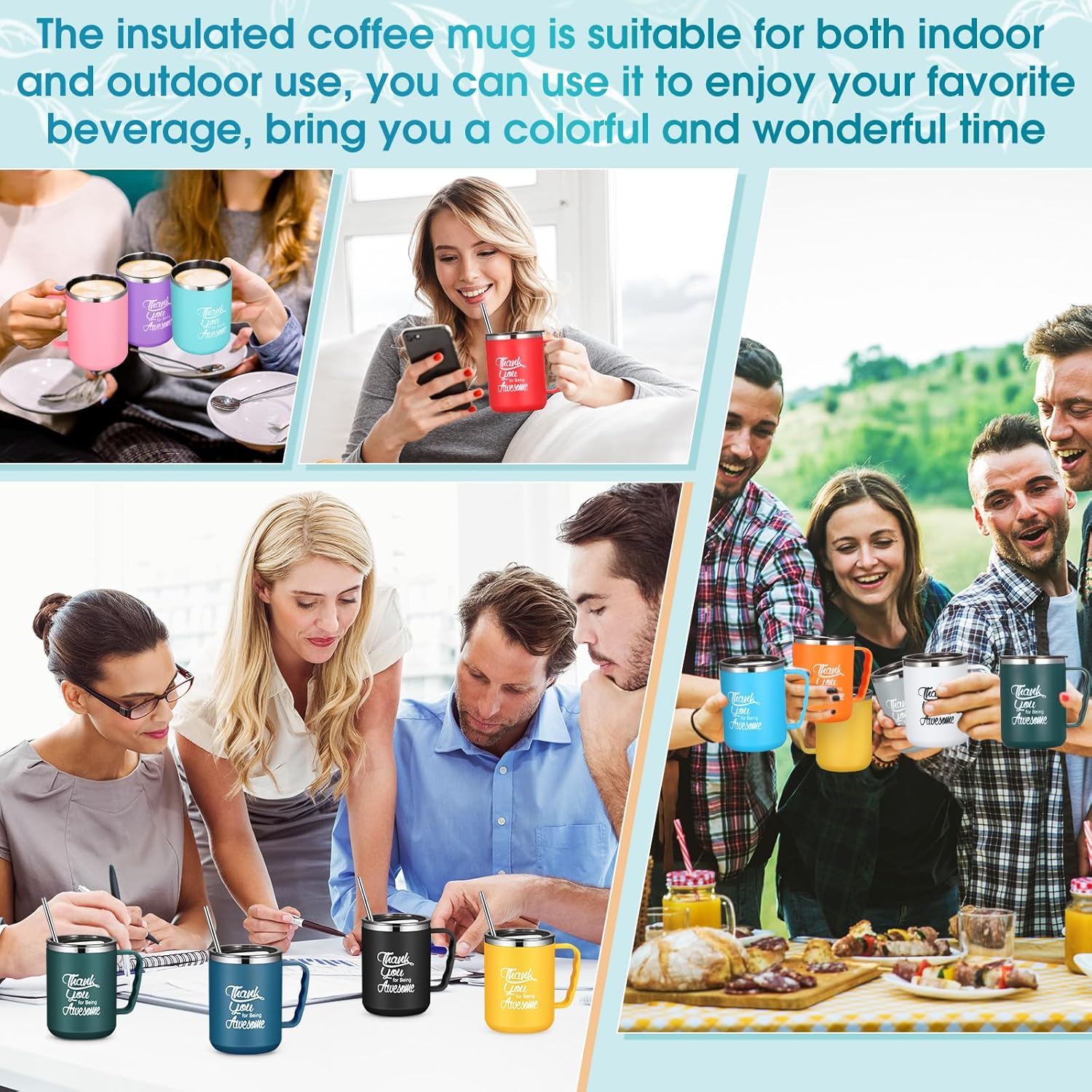 Umigy 12 Pcs Employee Appreciation Coffee Mug Gift Bulk Thank You 17oz Drinking Cup Stainless Steel Insulated Travel Tumbler Social Worker Inspirational Gift for Coworker Staff Nurse Women Teacher - Image 5