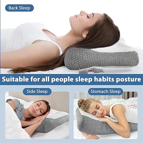 Miniatura 9 de Almohada súper ergonómica, almohada ortopédica cervical ajustable con contorno cervical, almohada de cuello con memoria para dormir, almohada de