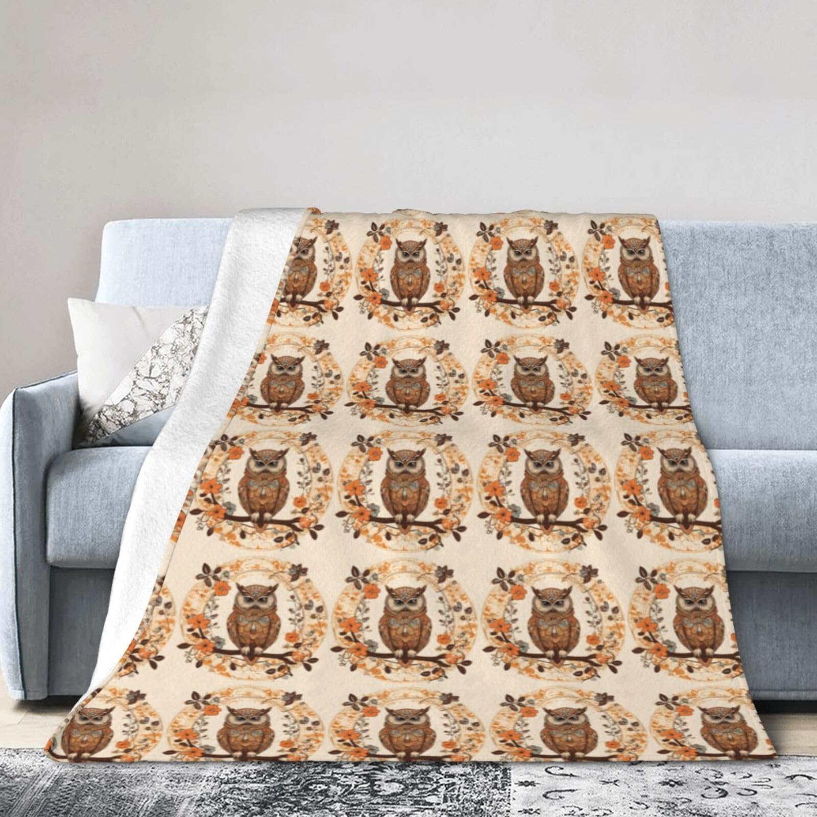 Couverture d'automne chouette pour voyage bureau et moments cocooning
