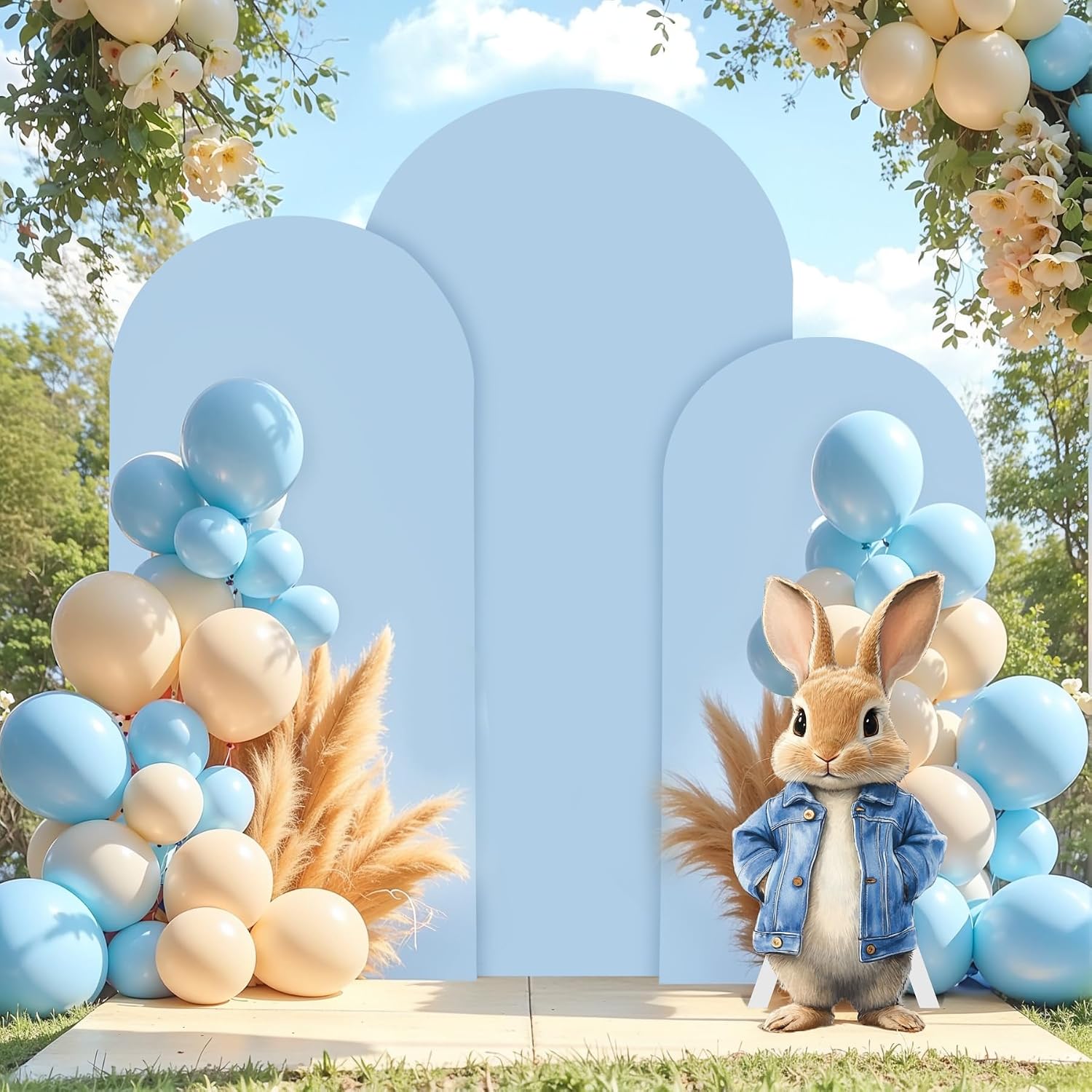7.2 ft Arch Backdrop Cover Blue - Double-Sided Spandex Arch Covers Stretchy Backdrop for Balloon Arches Birthday Party Baby Shower Banquet Wedding Photo Background