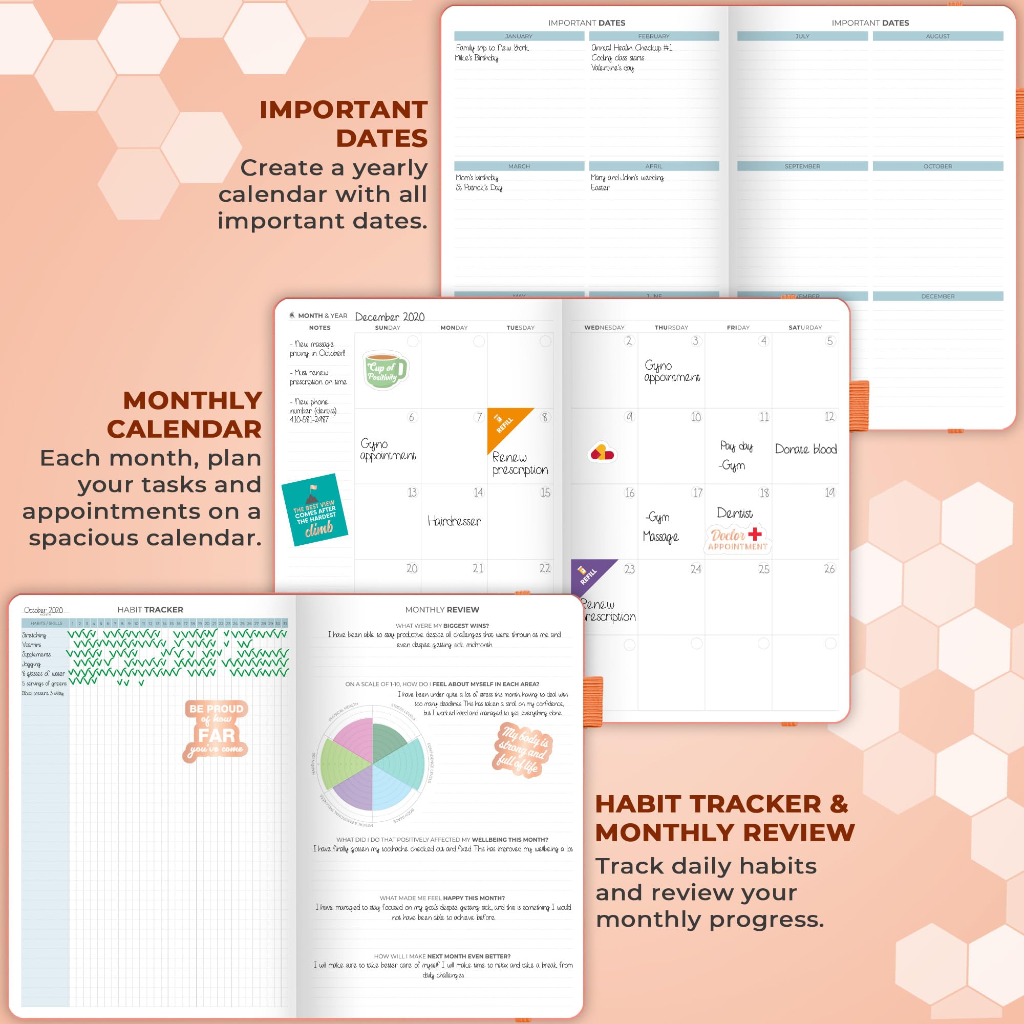 Clever Fox Planificador médico de 12 meses - Cuaderno médico, diario de salud, diario de bienestar y cuaderno de registro para rastrear la salud - Diario médico de autocuidado - 12 meses, sin fecha