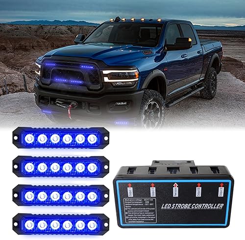 6 luces estroboscópicas LED para camiones, luces de vehículos de emergencia para vehículos, luces intermitentes para vehículos, 12 V -24 V, súper