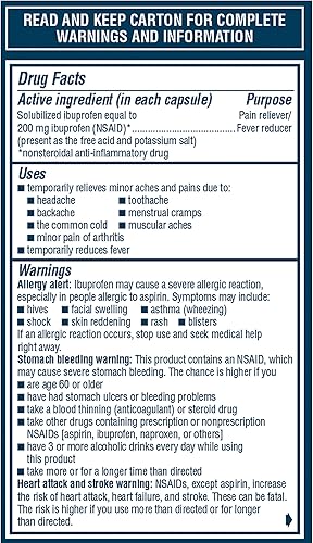 Miniatura 17 de Advil Liqui-Gels Minis - Analgésico y reductor de fiebre, medicina para el dolor para adultos con ibuprofeno 200 mg para aliviar el dolor, 80