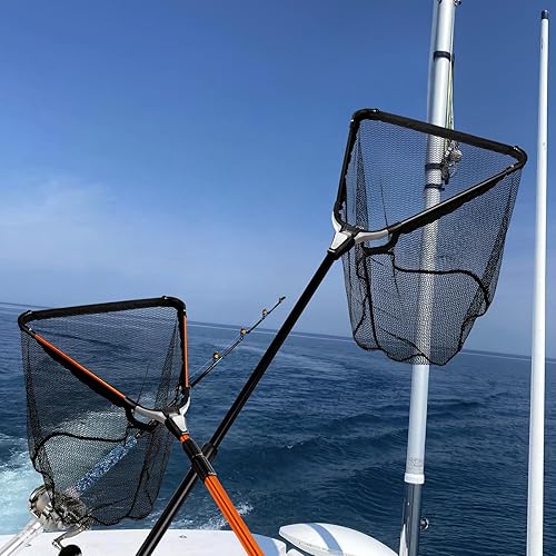 Vista 7 de Red para pescar, Fiblink, plegable de aluminio, con mango telescópico extensible
