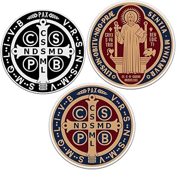3 PCs St Benedict Medal Sticker Saint Benedict Stickers Christian Catholic Gift Waterproof Vinyl Sticker Decal for Laptop Water Bottle Hardhat 3 Inches