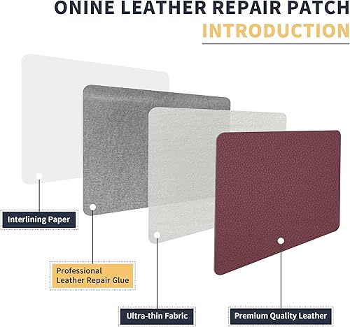 Miniatura 161 de ONine - Cinta de reparación de piel, parche para reparación de piel autoadhesivo de 12 x 48 pulgadas, impermeable, resistente al desgaste, para Negro