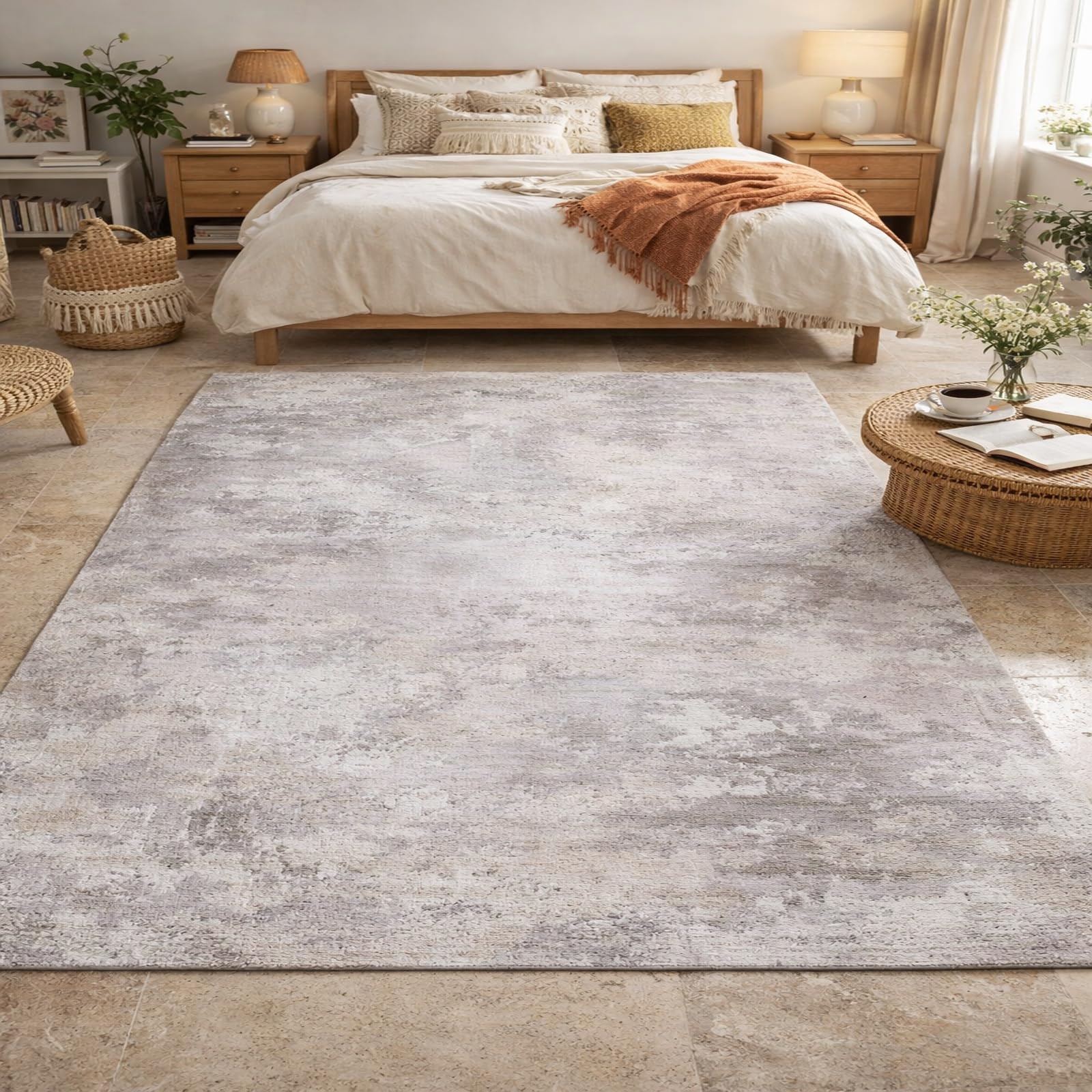 Tapis de sol abstrait violet pour réenchanter votre grand salon