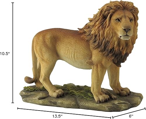 Miniatura 2 de Unicorn Studio WU74800AA - Figura de león sobre hierba verde en ocre y siena, 13.5 pulgadas de longitud