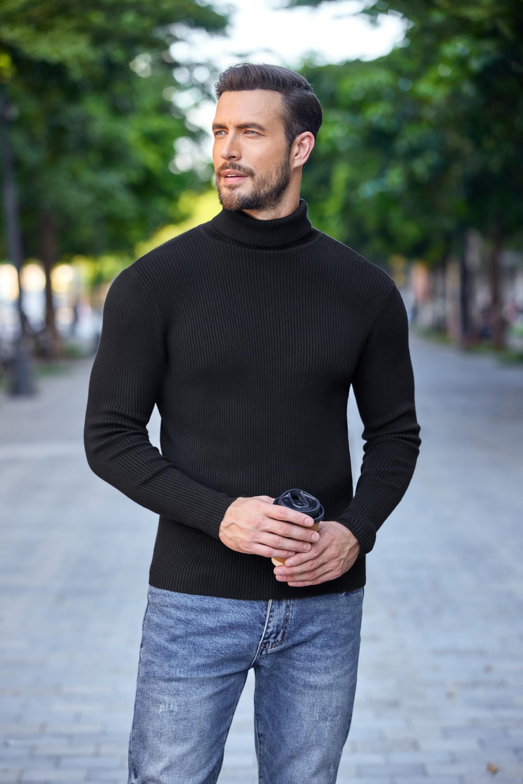 COOFANDY Pull à Col Roulé pour Homme Coupe Slim Pull en Maille Fine Col Roulé Casual Basic Pull pour Homme