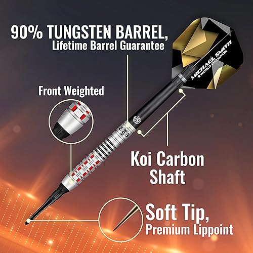 Miniatura 3 de Shot! Dardos Michael Smith Believe - Juego de dardos de punta suave con peso frontal 90% tungsteno profesional, fabricado en Nueva Zelanda, diseñado