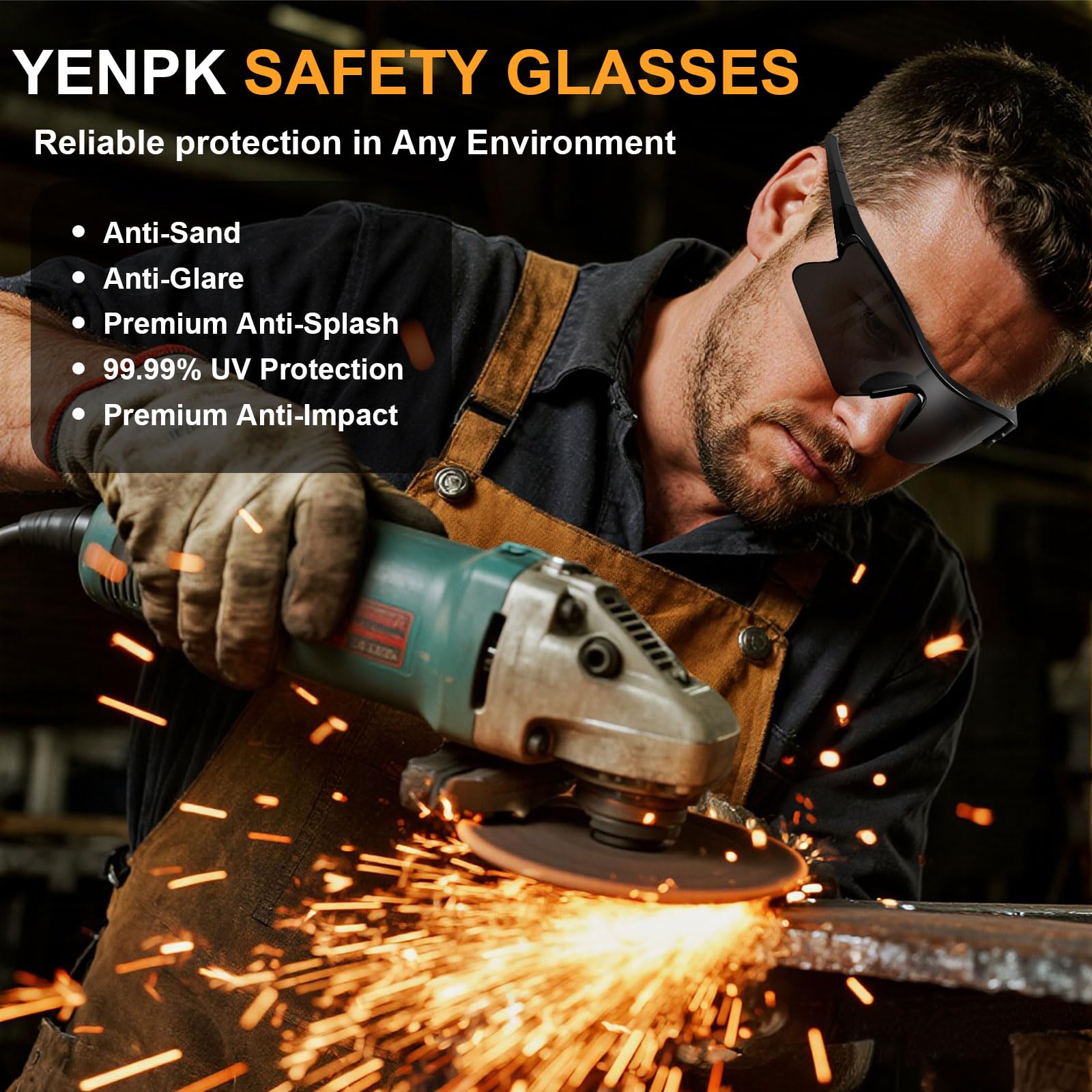Gafas de seguridad para hombre, antiarañazos, cumple con ANSI z87+, protección UV, protección de goma antideslizante