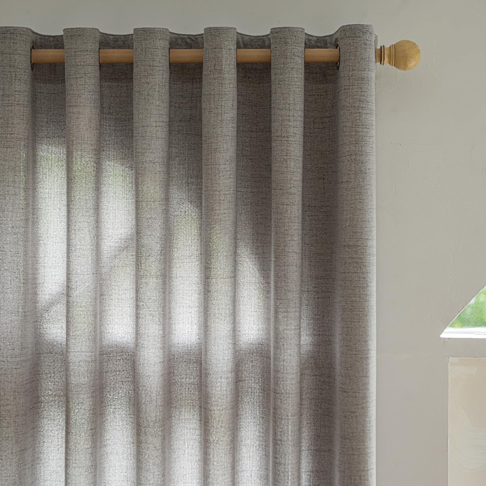 Gleantdeco Linen Curtains Mist Grey 2 Pack 46" W x 72" L Eyelet Sheer