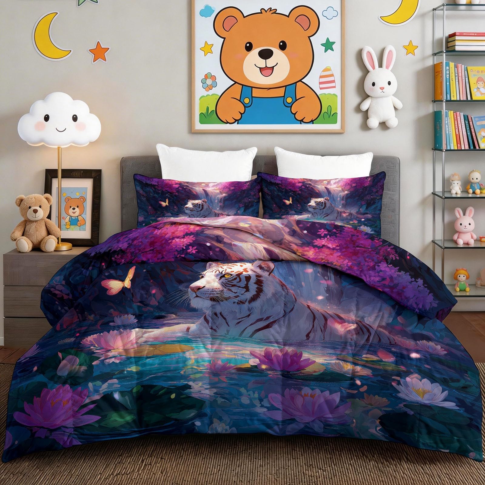 Couette tigre multicolore pour transformer l'ambiance de votre chambre à coucher adulte