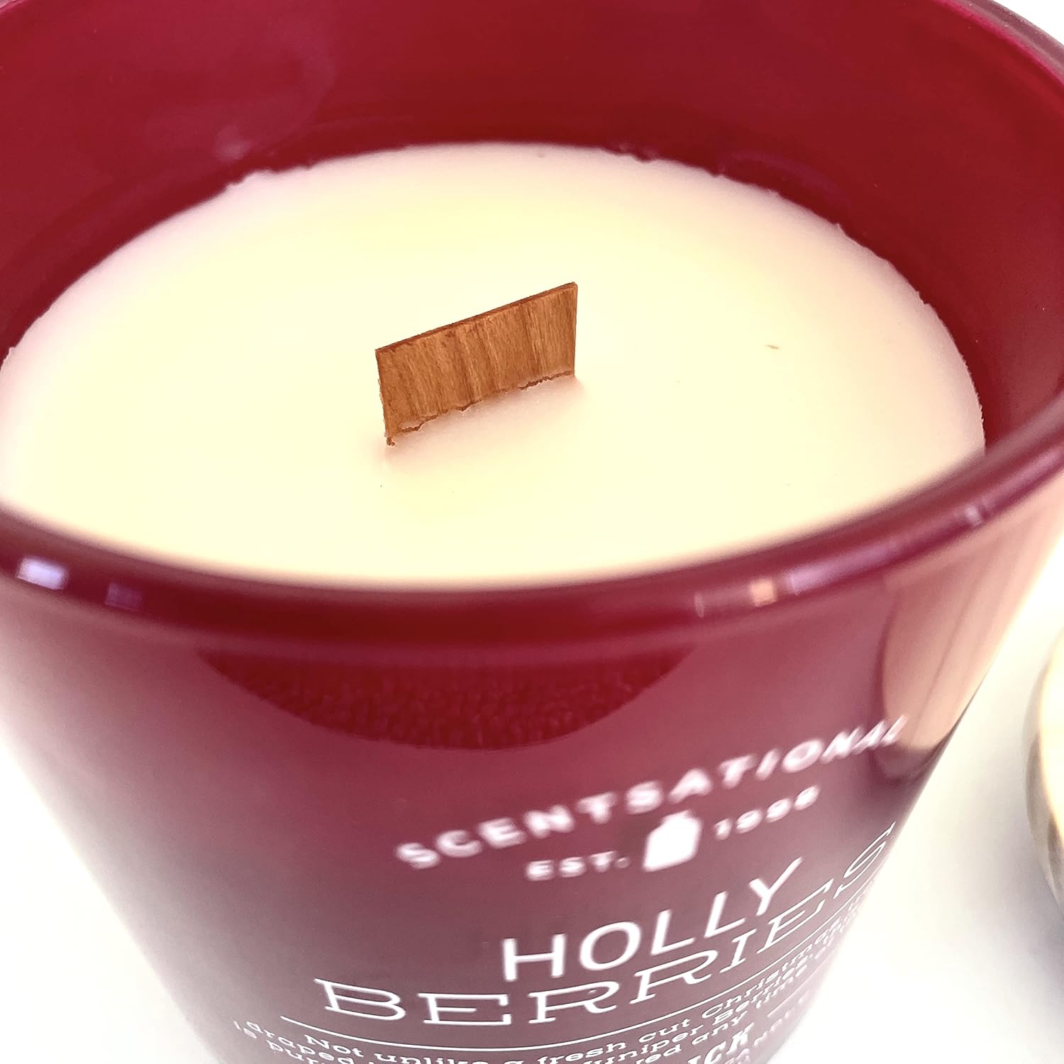 Scentsational Holly Berries Scented Natural Soy Wax Blend Holiday Jar Candle with Wood Wicks, 11oz, Red