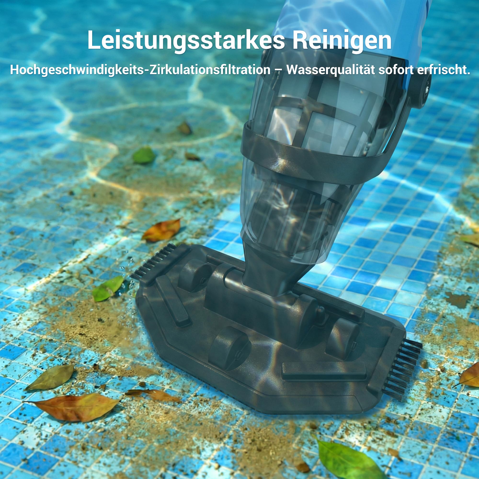 Kabelloser Poolreiniger 2-in-1 für Aufstellbecken & Whirlpools – Wiederaufladbarer Handreiniger mit Teleskopstange & waschbarem Feinfilter, ideal für Spa und oberirdische Pools